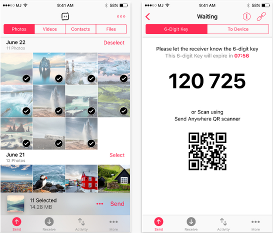 Send Anywhere – transfer large files, mp3, photos