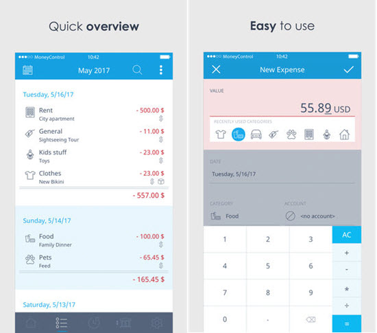 Money Control, Mejores aplicaciones de organizar presupuestos para iPhone / iPad.