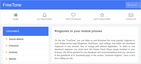 Freetone.org, Liste der Top 5 iPhone Klingelton Download Webseiten.