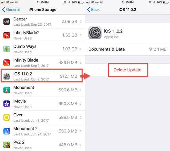 Schritte zum Löschen des heruntergeladenen iOS-Updates auf dem iPhone/iPad