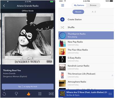 Pandora Radio, Las mejores aplicaciones de música sin conexión para iPhone.