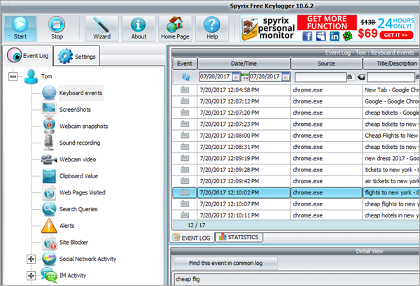 Spyrix Keylogger Free is one of the Top Best Keylogger Tools.