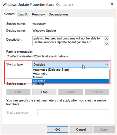 Bloquez la mise à jour des fonctionnalités de Windows 10.