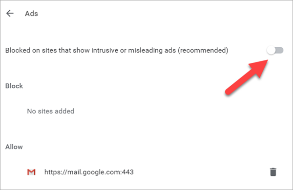 How to Turn off Adblocker on Chrome for All Sites