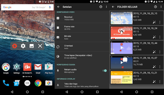 AZ Screen Recorder, Aplicaciones de grabación de pantalla para Android.