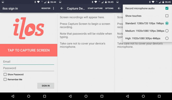 ILos, Aplicaciones de grabación de pantalla para Android.