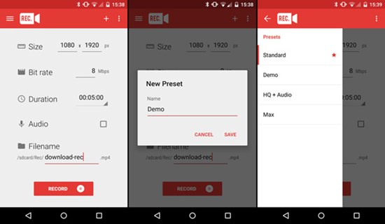 Rec, 10 applications d'enregistrement d'écran pour Android.