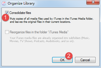 Konsolidieren Sie Ihre iTunes Mediathek.