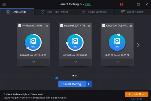 Smart Defrag es uno de los mejores software de desfragmentador de disco para Windows.