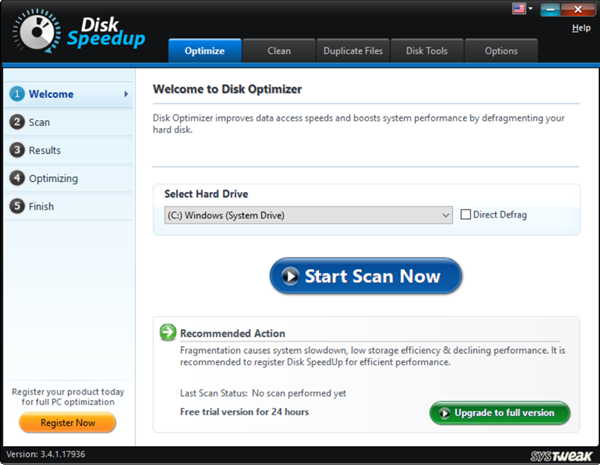 SYSTWEAK Disk Speedup is one of the bop best Disk Defragmenter Software for Windows.