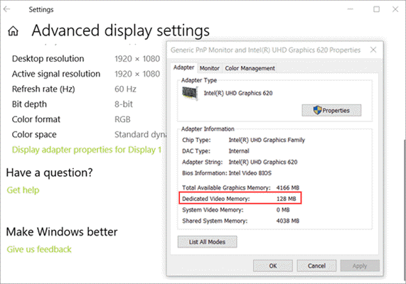 How to Check VRAM Allocation in Windows 10