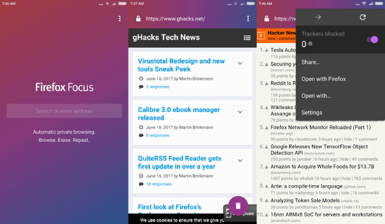 Firefox Focus , Beste Werbeblocker Apps für Android Phone.