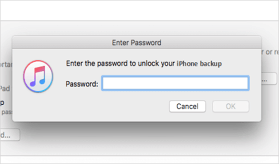 iTunes demandant le mot de passe iPhone que je n'ai jamais défini