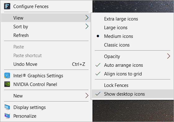  Fix Desktop Icons Disappeared Windows 7/10 on Right-click Menu