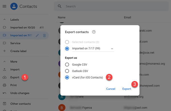 Convert CSV to vCards Online with Google Contacts