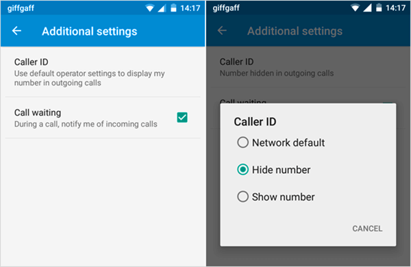 Ocultar el identificador de llamadas de la configuración del teléfono