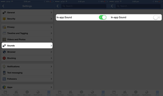 In-App-Sound in Facebook auf Ihrem iPhone deaktivieren