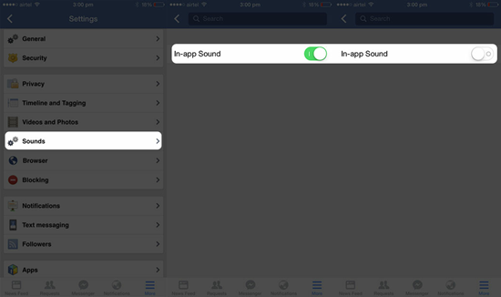 Désactiver le son In-App dans Facebook sur votre iPhone