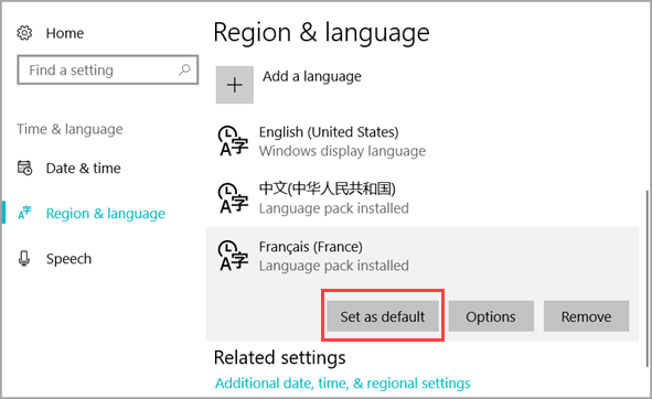 Installer le module linguistique Windows 10 à l'aide de Windows Update