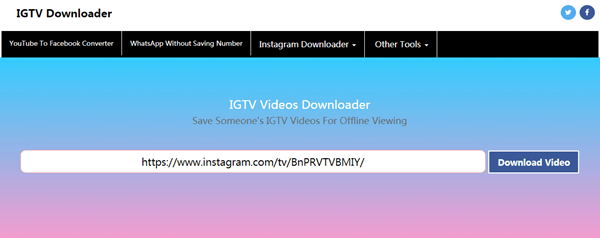 ThumbTube ist weder eine Desktop-Anwendung noch eine mobile App, es ist eine Online-Seite, die Ihnen hilft, IGTV-Videos herunterzuladen.