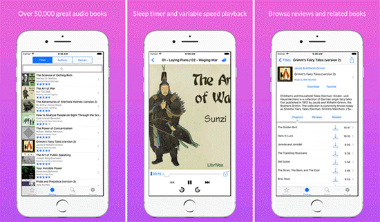 LibriVox tiene otra aplicación de audiolibros para iPhone dedicada a los oyentes de audiolibros en inglés.