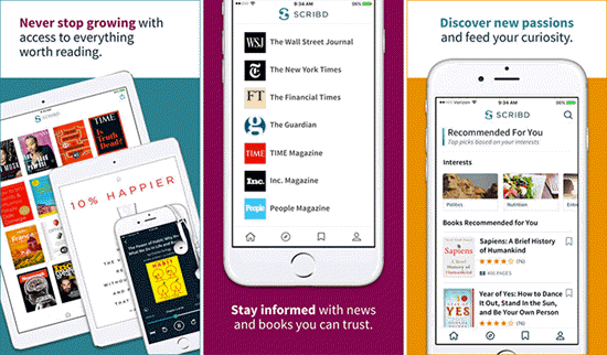 Scribd est une plate-forme unique où télécharger audiosbook pour iPhone.