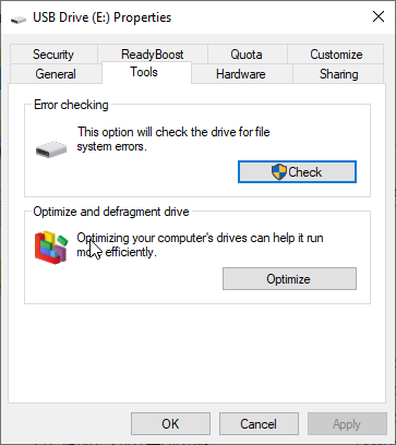 Repair USB Flash Drive with Windows Utility without Formatting