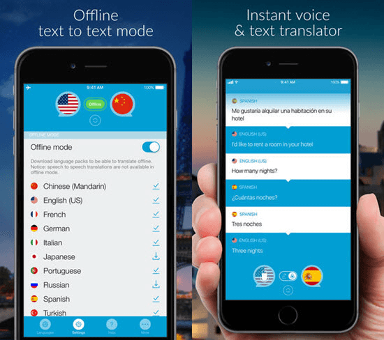 Speak and Translate est compatible avec le support technique de reconnaissance vocale d'Apple.