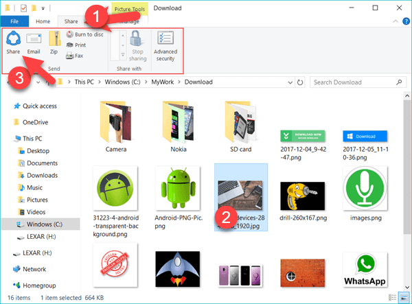 Partager des fichiers Windows 10 via l'explorateur de fichiers