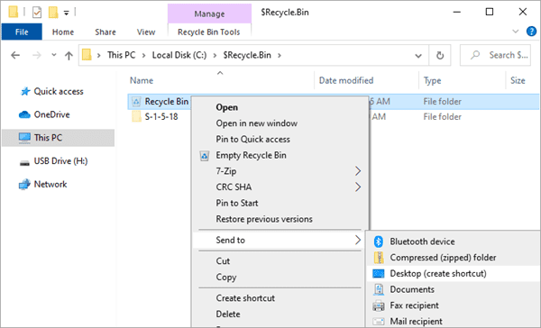 Re-create Recycle Bin in Windows 7/8/10