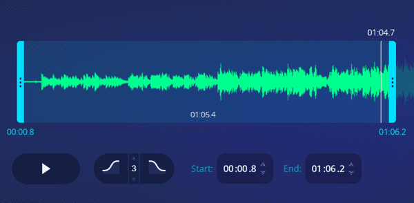 If you prefer an online audio editor but one as complicated as Audiotool, then MP3Cut audio cutter is a good option..